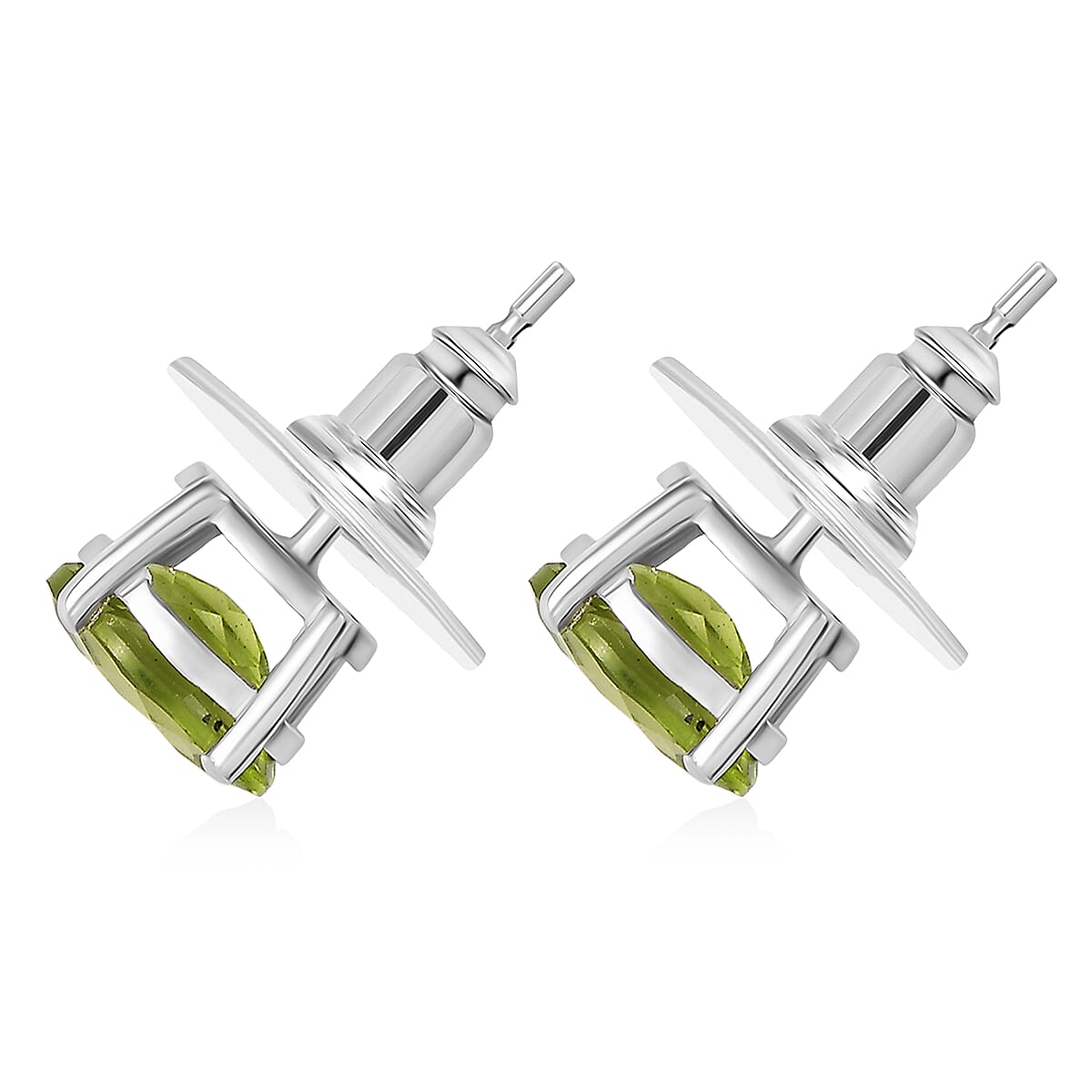 Doorbuster D'Joy Hebei Peridot 2.75 ctw Solitaire Stud Earrings in Rhodium Over Sterling Silver image number 3