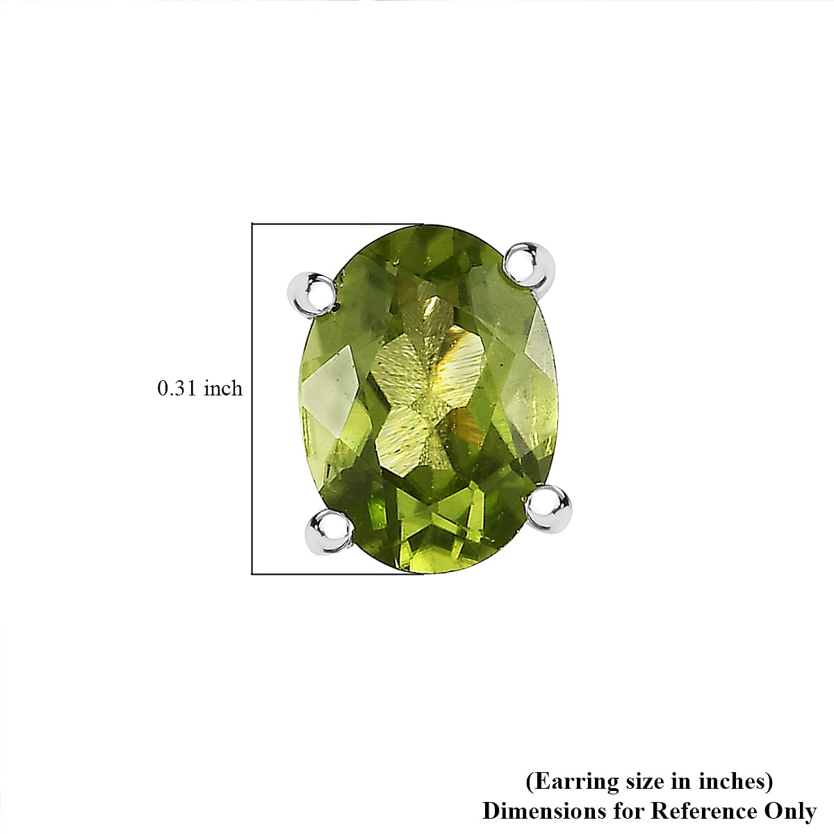 Doorbuster D'Joy Hebei Peridot 2.75 ctw Solitaire Stud Earrings in Rhodium Over Sterling Silver image number 4