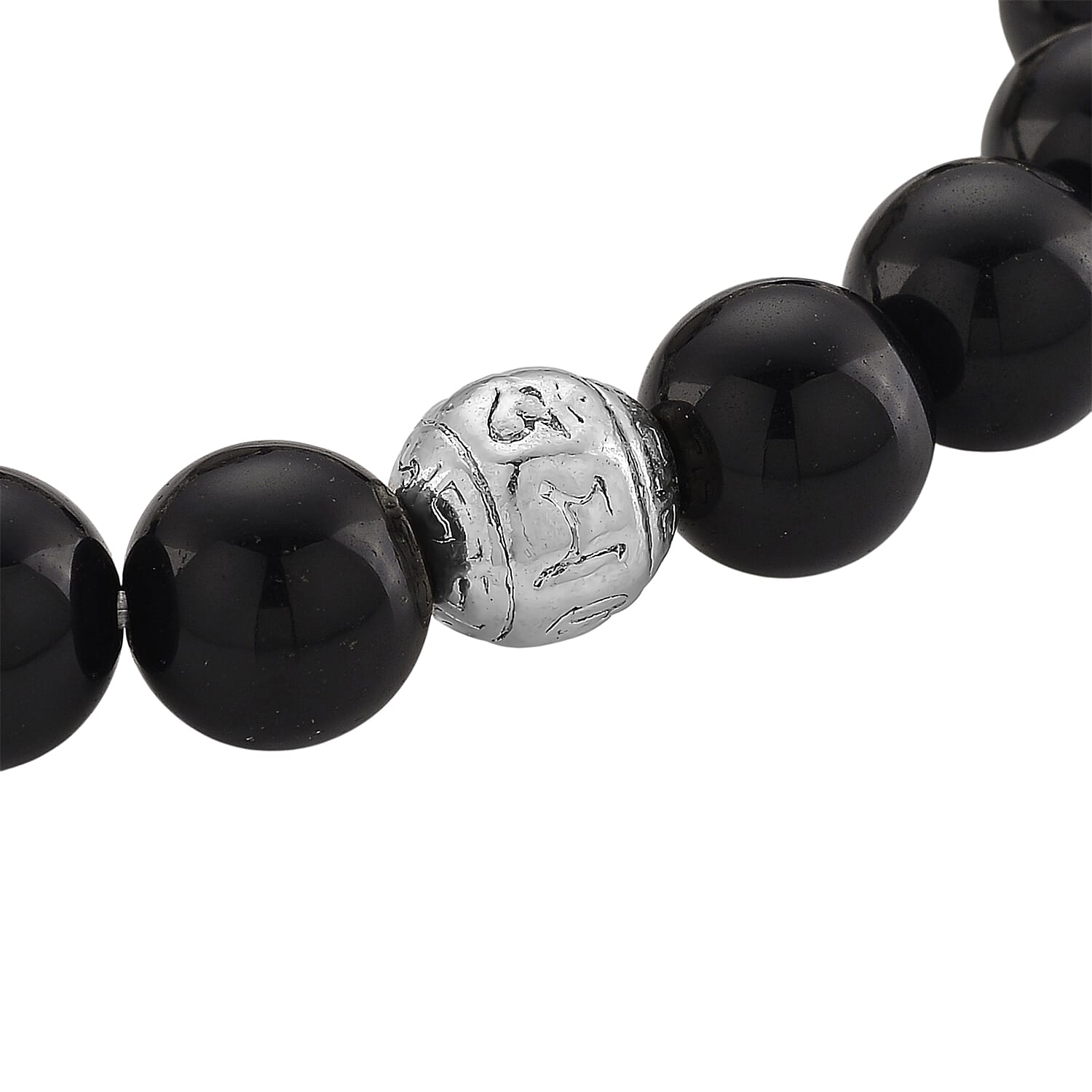 Strada Yellow Tigers Eye Japanese Movement Beaded Stretch Bracelet Watch with 2pcs Pixiu Charm (7-7.5In) in Silvertone 30.00 ctw