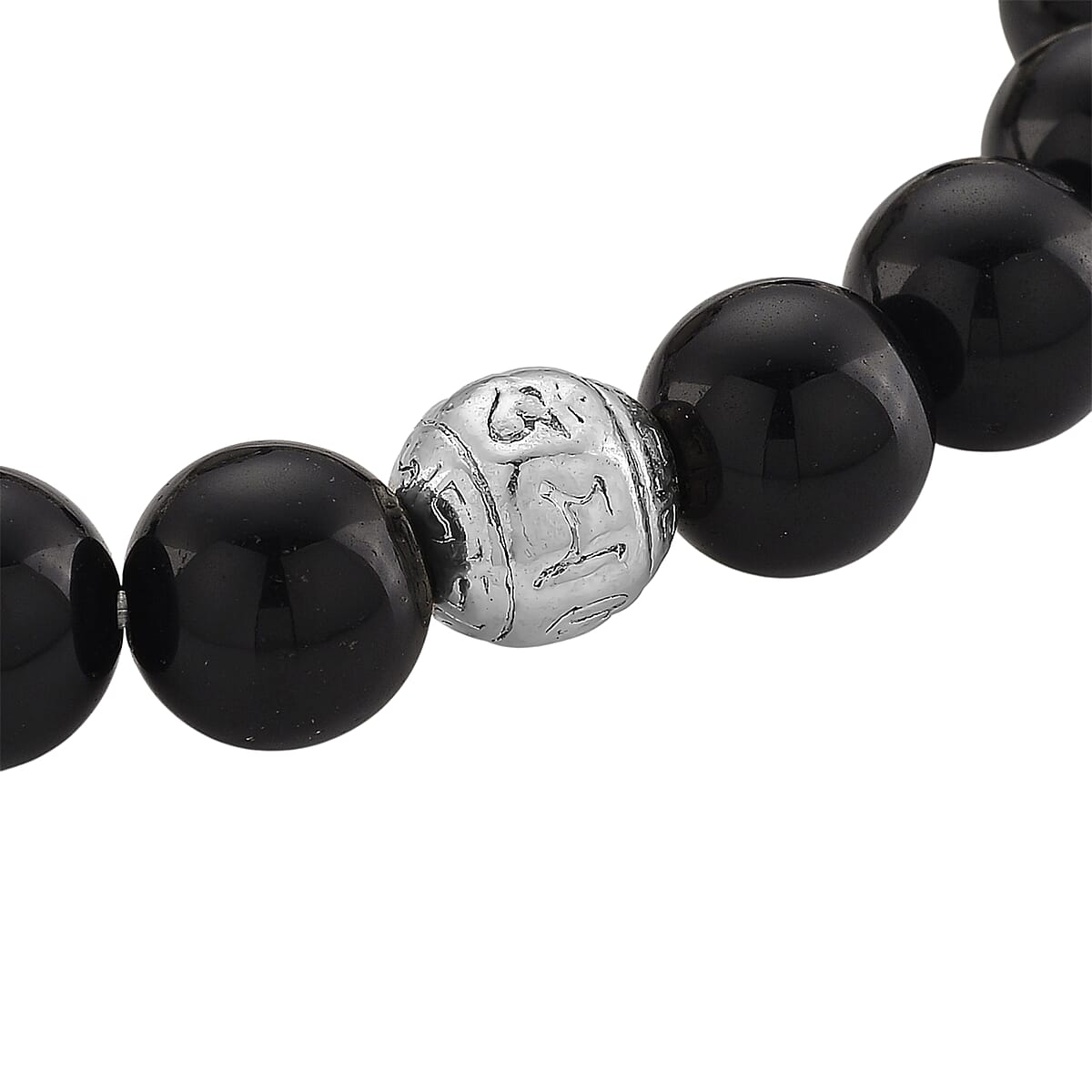 Strada Yellow Tigers Eye Japanese Movement Beaded Stretch Bracelet Watch with 2pcs Pixiu Charm (7-7.5In) in Silvertone 30.00 ctw image number 6