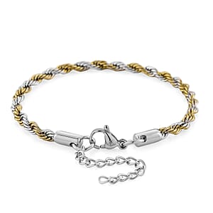 Rope Chain Bracelet (7.5-9.5In) in ION Plated YG and Stainless Steel
