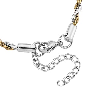 Rope Chain Bracelet (7.5-9.5In) in ION Plated YG and Stainless Steel