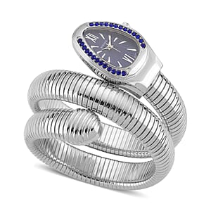 Strada Blue Austrian Crystal Japanese Movement Watch in Silvertone