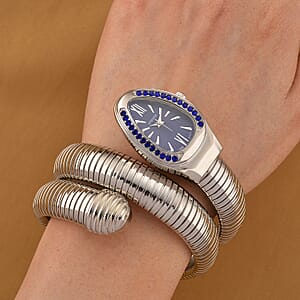 Strada Blue Austrian Crystal Japanese Movement Watch in Silvertone