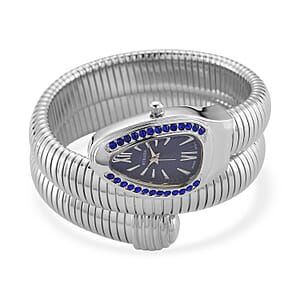 Strada Blue Austrian Crystal Japanese Movement Watch in Silvertone