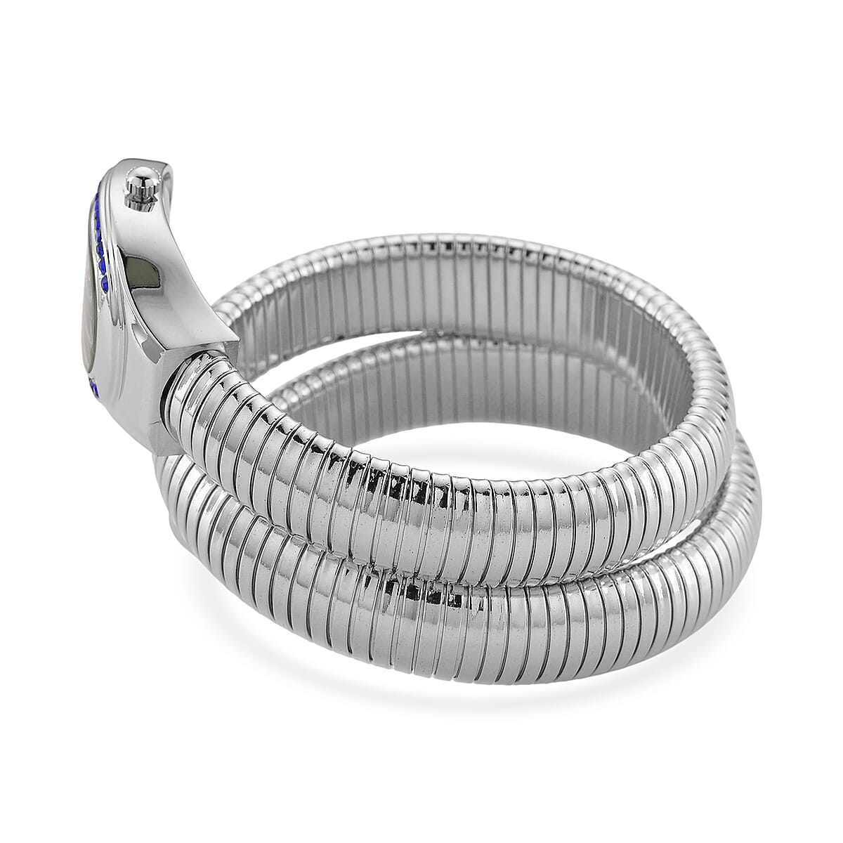 Strada Blue Austrian Crystal Japanese Movement Watch in Silvertone image number 4