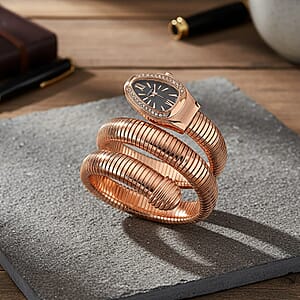 Strada Blue Austrian Crystal Japanese Movement Watch in Rosetone