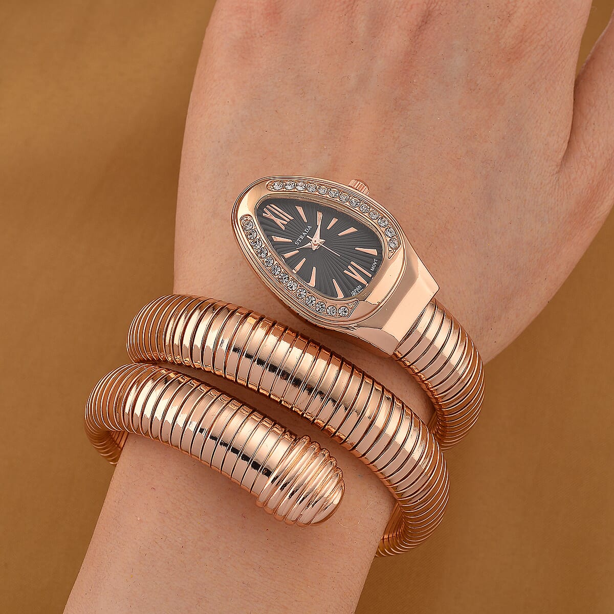 Strada Blue Austrian Crystal Japanese Movement Watch in Rosetone image number 2