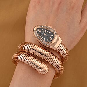 Strada Blue Austrian Crystal Japanese Movement Watch in Rosetone