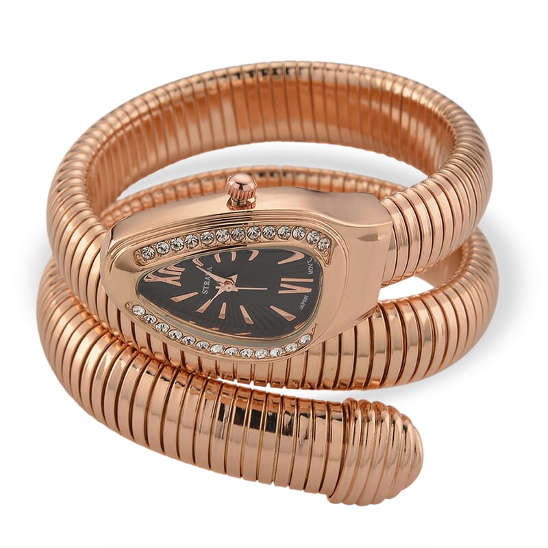 Strada Blue Austrian Crystal Japanese Movement Watch in Rosetone
