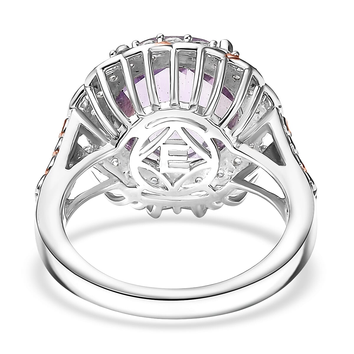 EverTrue Rose De France Amethyst and White Zircon 6.90 ctw Crown Legacy Ring in 18K RG Plated and Platinum Bond (Size 8.0) image number 4