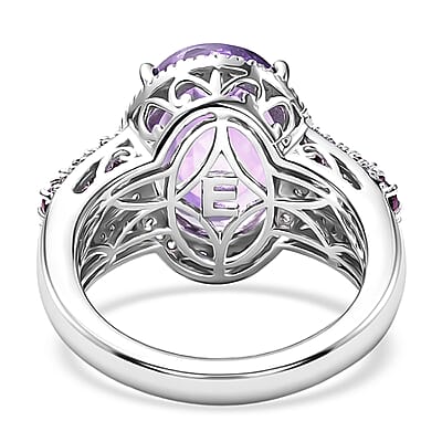 EverTrue Rose De France Amethyst and Multi Gemstone 6.90 ctw Imperial Majesty Ring in Platinum Bond (Size 10.0)