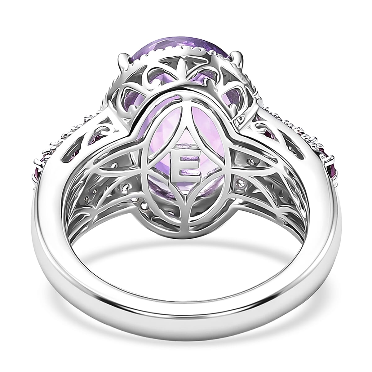 EverTrue Rose De France Amethyst and Multi Gemstone 6.90 ctw Imperial Majesty Ring in Platinum Bond (Size 6.0)
