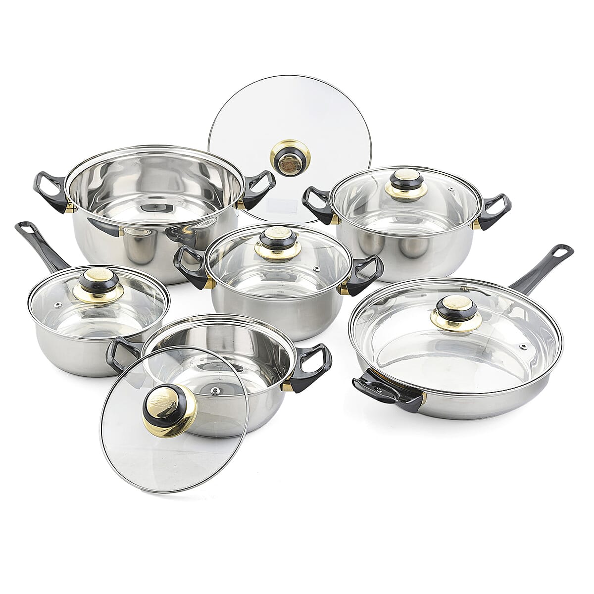 Closeout Alpine Cuisine 12 Piece Stainless Steel Cookware (Ships in 8-10 Business Days) image number 0