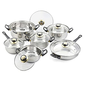 Closeout Alpine Cuisine 12 Piece Stainless Steel Cookware (Ships in 8-10 Business Days)