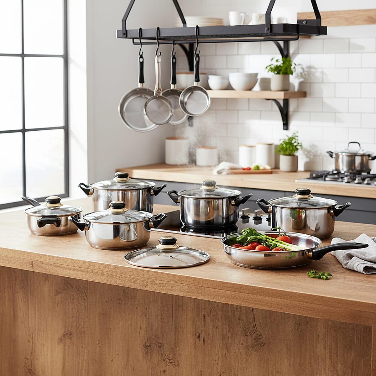 Closeout Alpine Cuisine 12 Piece Stainless Steel Cookware (Ships in 8-10 Business Days) image number 1