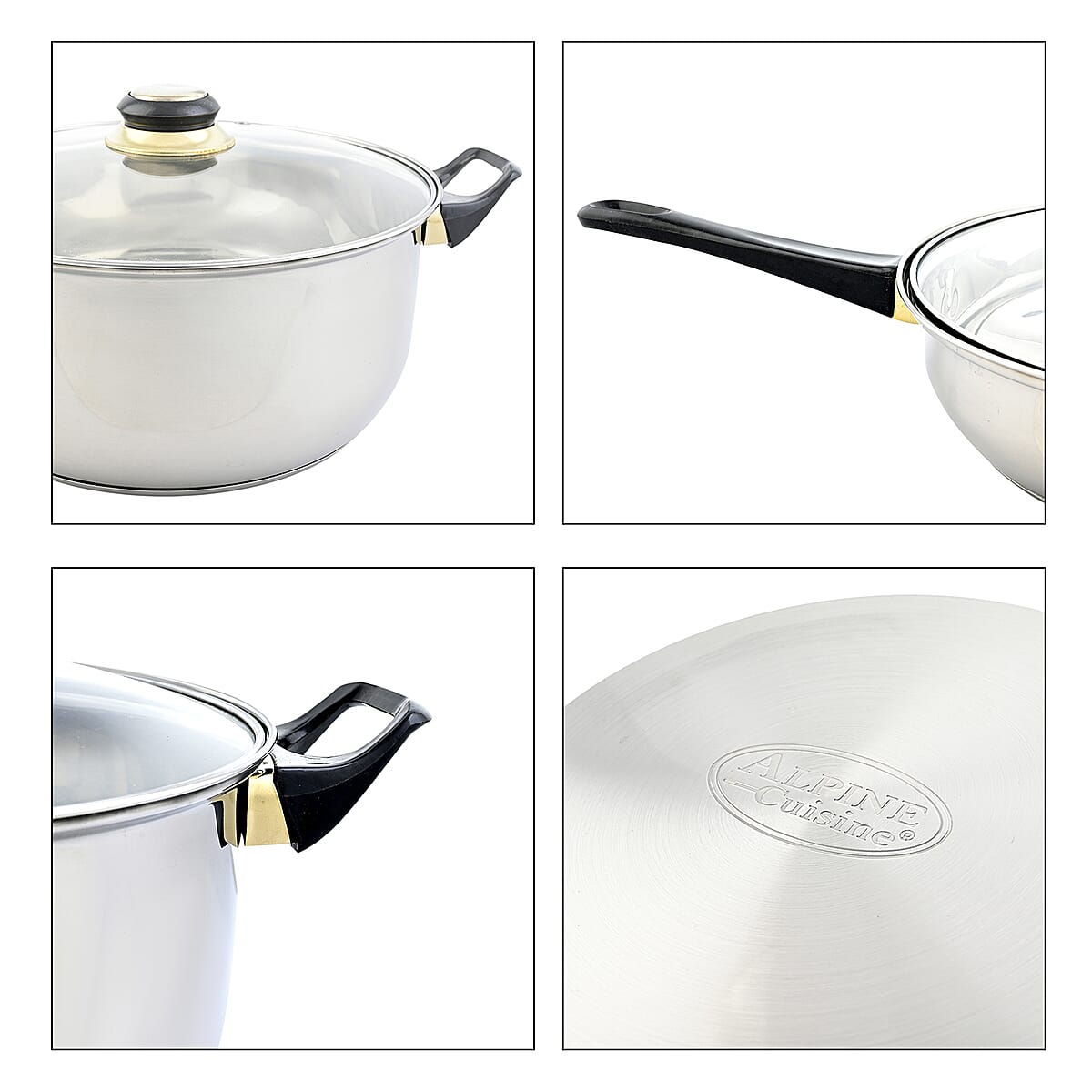 Closeout Alpine Cuisine 12 Piece Stainless Steel Cookware (Ships in 8-10 Business Days) image number 9