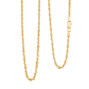 2.5mm Laser Rope Chain Necklace in 10K Yellow Gold 3.7 Grams 22 Inches