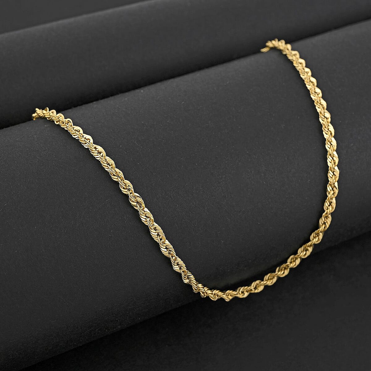2.5mm Laser Rope Chain Necklace in 10K Yellow Gold 3.7 Grams 22 Inches image number 1