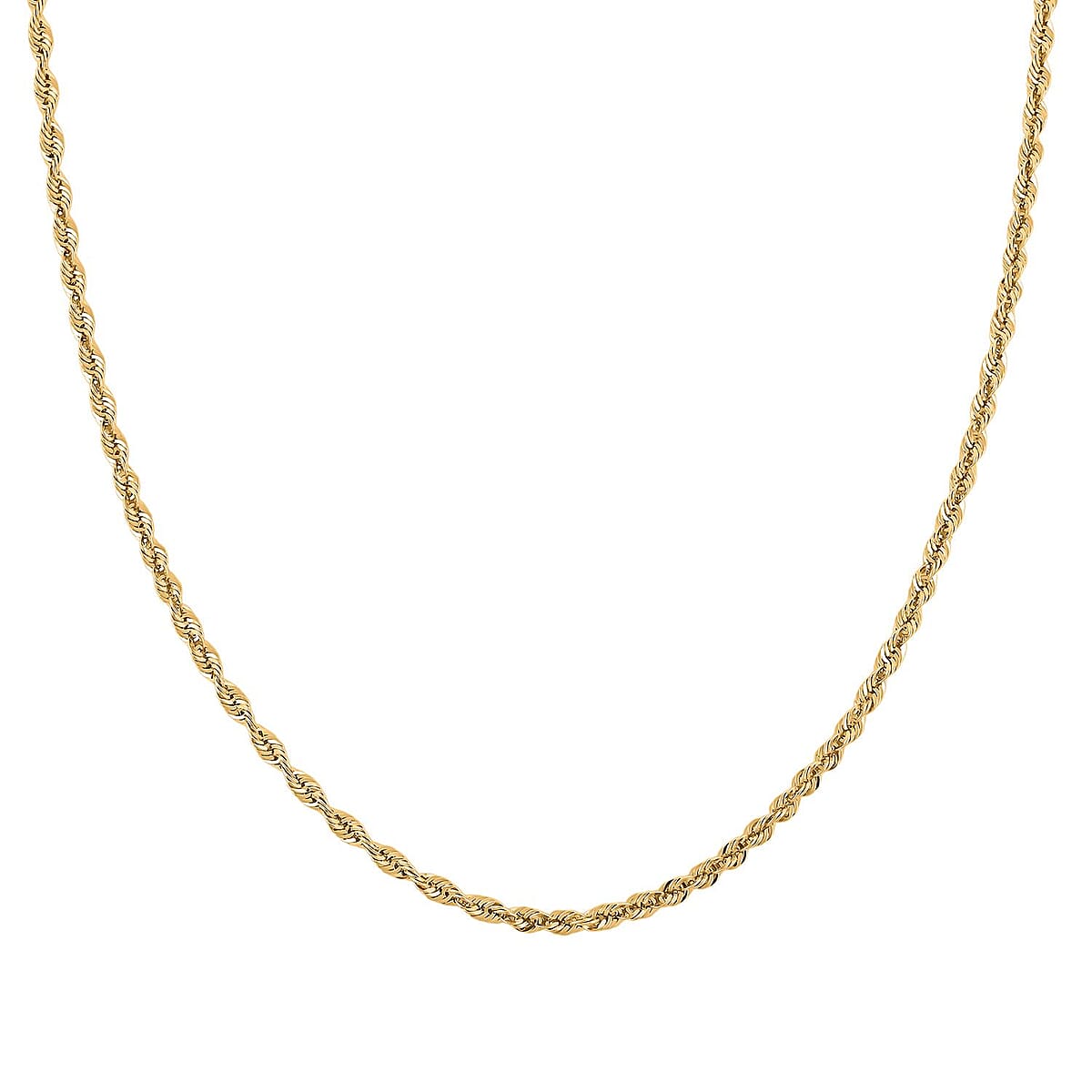 2.5mm Laser Rope Chain Necklace in 10K Yellow Gold 3.7 Grams 22 Inches image number 2
