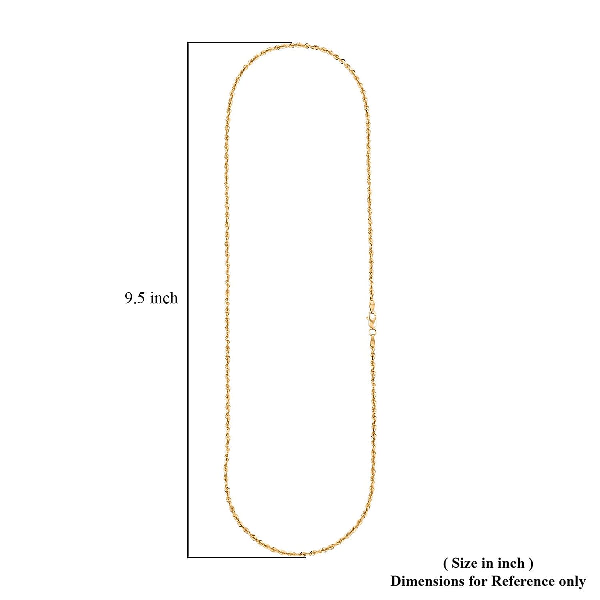 2.5mm Laser Rope Chain Necklace in 10K Yellow Gold 3.7 Grams 22 Inches image number 5