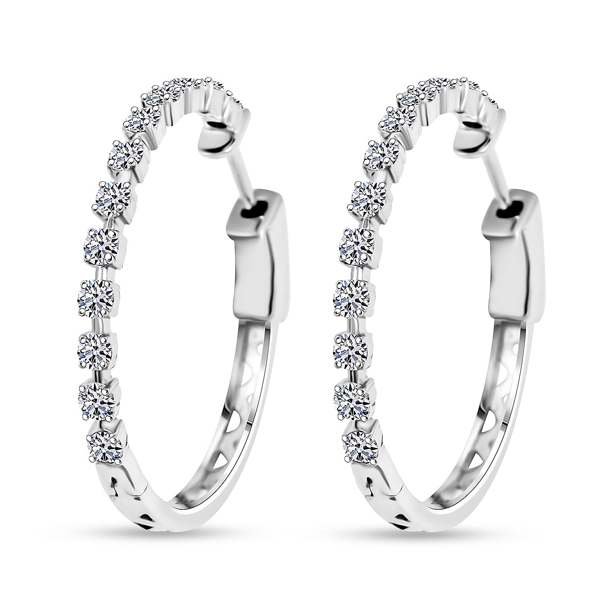 Luxuriant Lab Grown Diamond G SI 1.11 ctw Arc of Stars Earrings in Sterling Silver image number 3