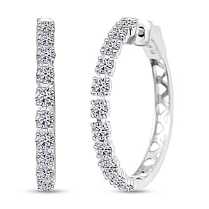 Luxuriant Lab Grown Diamond G SI 2.07 ctw Stars Arc Hoop Earrings in Sterling Silver