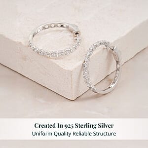 Luxuriant Lab Grown Diamond G SI 2.07 ctw Stars Arc Hoop Earrings in Sterling Silver