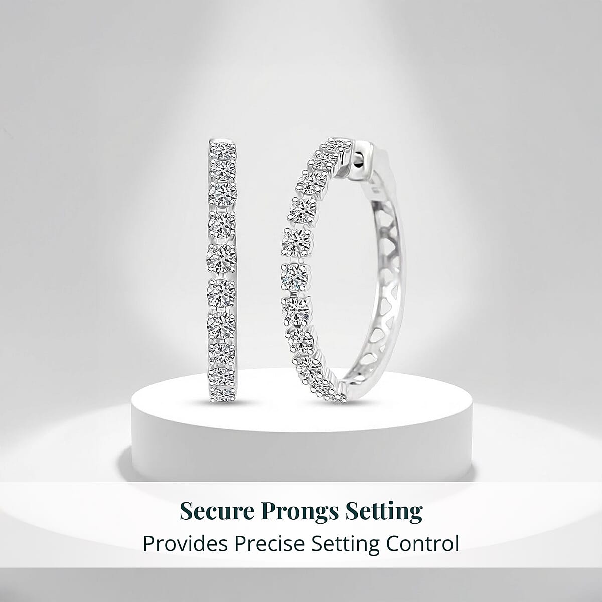 Luxuriant Lab Grown Diamond G SI 2.07 ctw Stars Arc Hoop Earrings in Sterling Silver image number 4