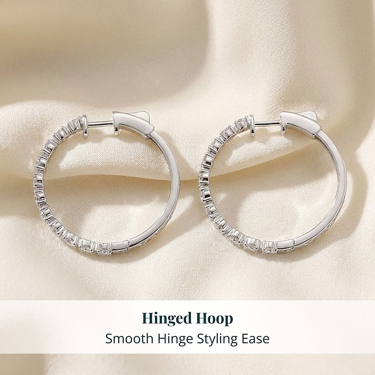 Luxuriant Lab Grown Diamond G SI 2.07 ctw Stars Arc Hoop Earrings in Sterling Silver image number 5