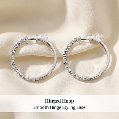Luxuriant Lab Grown Diamond G SI 2.07 ctw Stars Arc Hoop Earrings in Sterling Silver