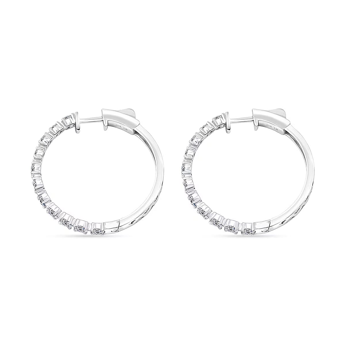 Luxuriant Lab Grown Diamond G SI 2.07 ctw Stars Arc Hoop Earrings in Sterling Silver image number 7