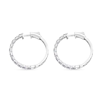 Luxuriant Lab Grown Diamond G SI 2.07 ctw Stars Arc Hoop Earrings in Sterling Silver