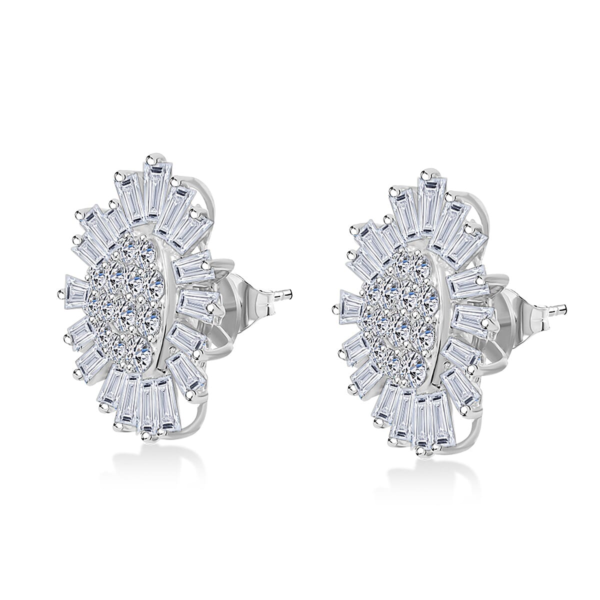 Lab Grown Diamond 4.24 ctw Earrings in Sterling Silver image number 3
