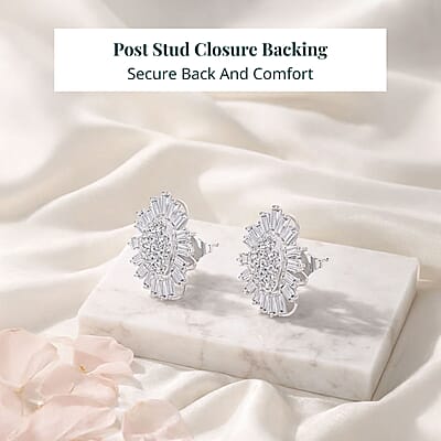 Luxuriant Lab Grown Diamond G SI Heart Cluster Earrings in Sterling Silver 4.24 ctw