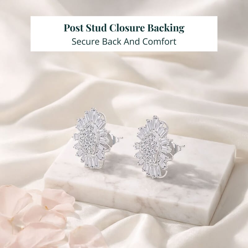 Luxuriant Lab Grown Diamond G SI Heart Cluster Earrings in Sterling Silver 4.24 ctw