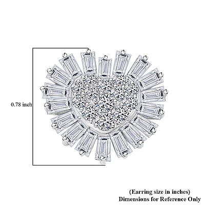 Luxuriant Lab Grown Diamond G SI Heart Cluster Earrings in Sterling Silver 4.24 ctw