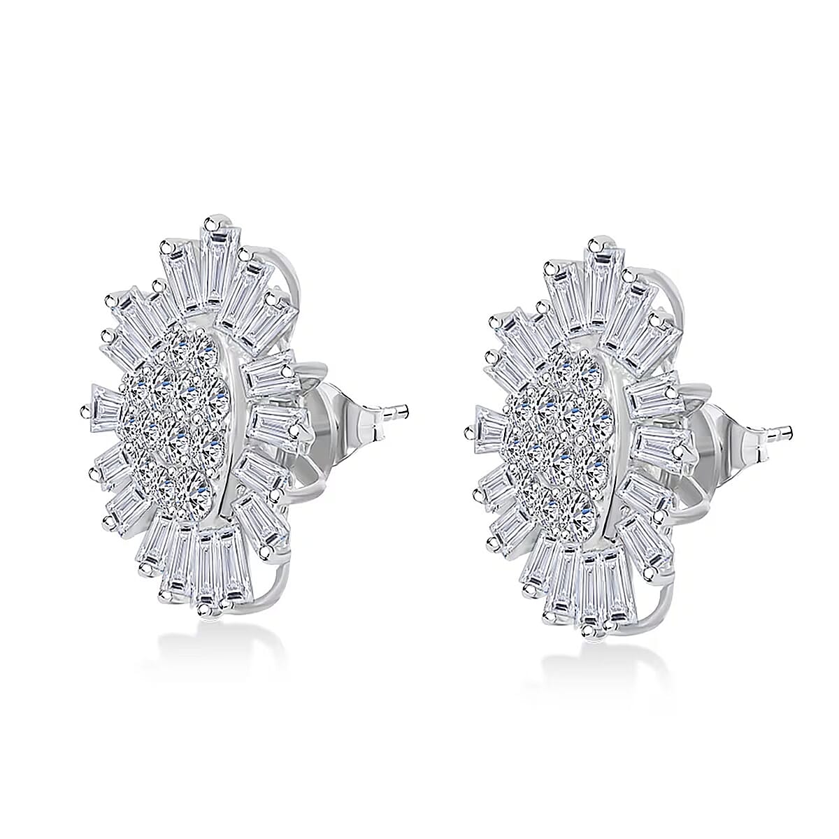 Luxuriant Lab Grown Diamond G SI Heart Cluster Earrings in Sterling Silver 4.24 ctw image number 7