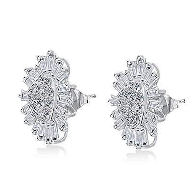Luxuriant Lab Grown Diamond G SI Heart Cluster Earrings in Sterling Silver 4.24 ctw