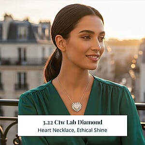 Lab Grown Diamond Heart Necklace in Sterling Silver 3.22 ctw (18 Inches)