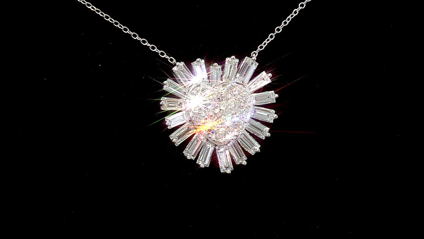 Luxuriant Lab Grown Diamond G SI Heart Necklace in Sterling Silver 3.22 ctw (18 Inches)
