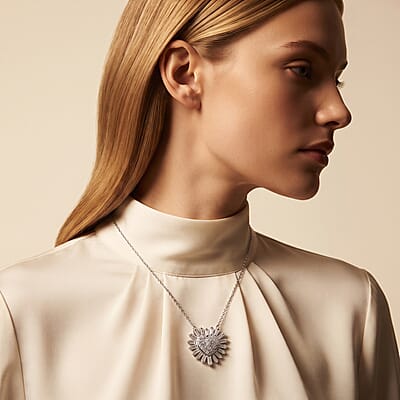 Luxuriant Lab Grown Diamond G SI Heart Necklace in Sterling Silver 3.22 ctw (18 Inches)