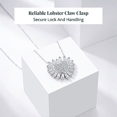 Luxuriant Lab Grown Diamond G SI Heart Necklace in Sterling Silver 3.22 ctw (18 Inches)