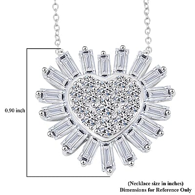 Luxuriant Lab Grown Diamond G SI Heart Necklace in Sterling Silver 3.22 ctw (18 Inches)