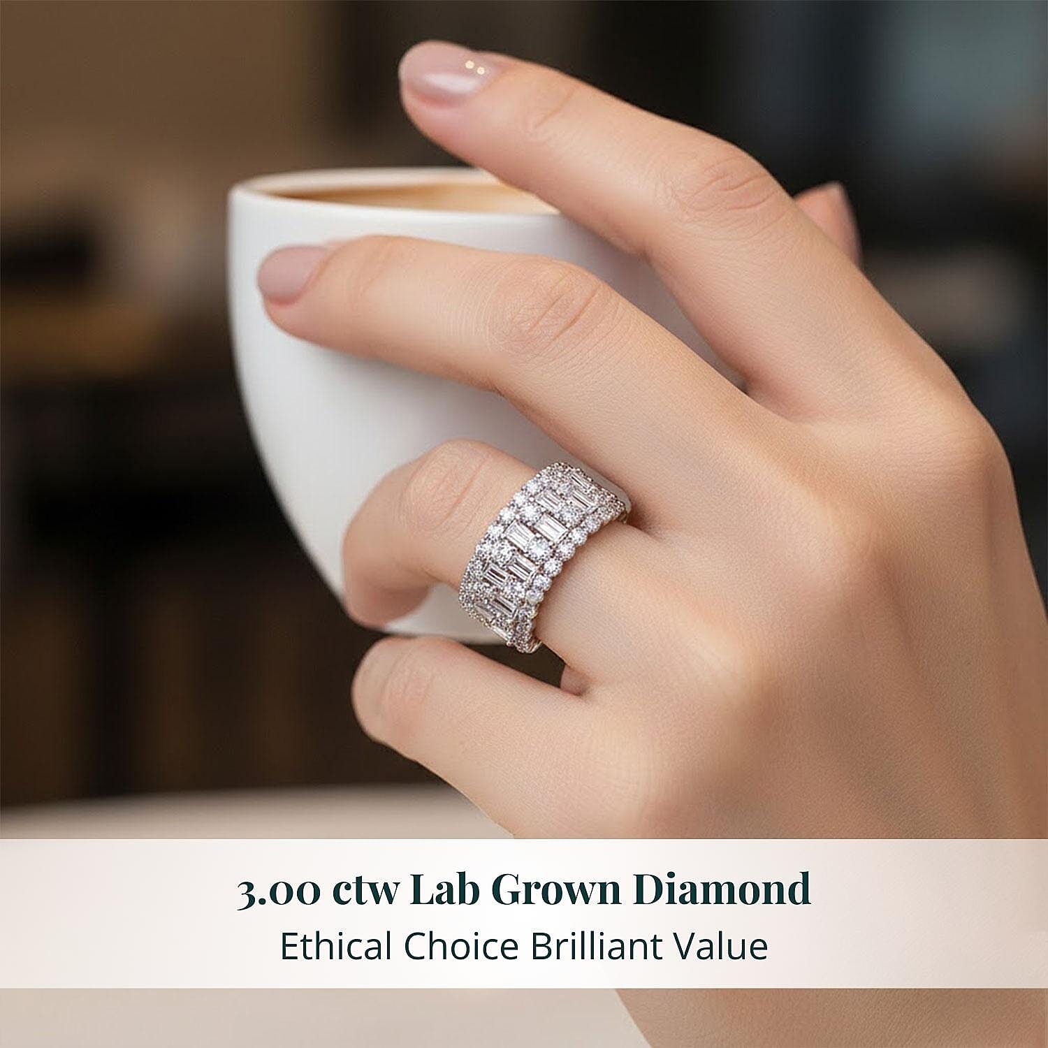 Luxuriant Lab Grown Diamond G SI 3.00 ctw Ring in Sterling Silver (Size 10.0)