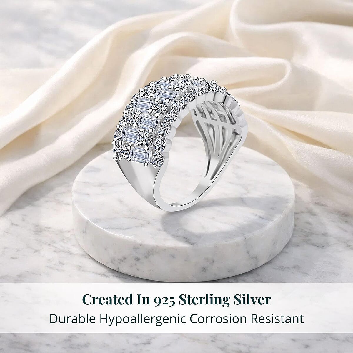 Luxuriant Lab Grown Diamond G SI 3.00 ctw Ring in Sterling Silver (Size 10.0) image number 2