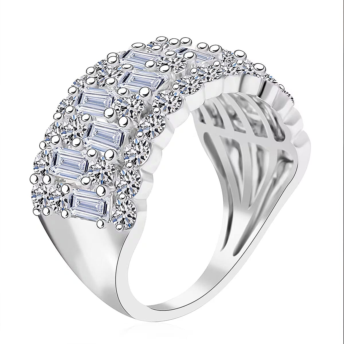 Luxuriant Lab Grown Diamond G SI 3.00 ctw Ring in Sterling Silver (Size 10.0) image number 7