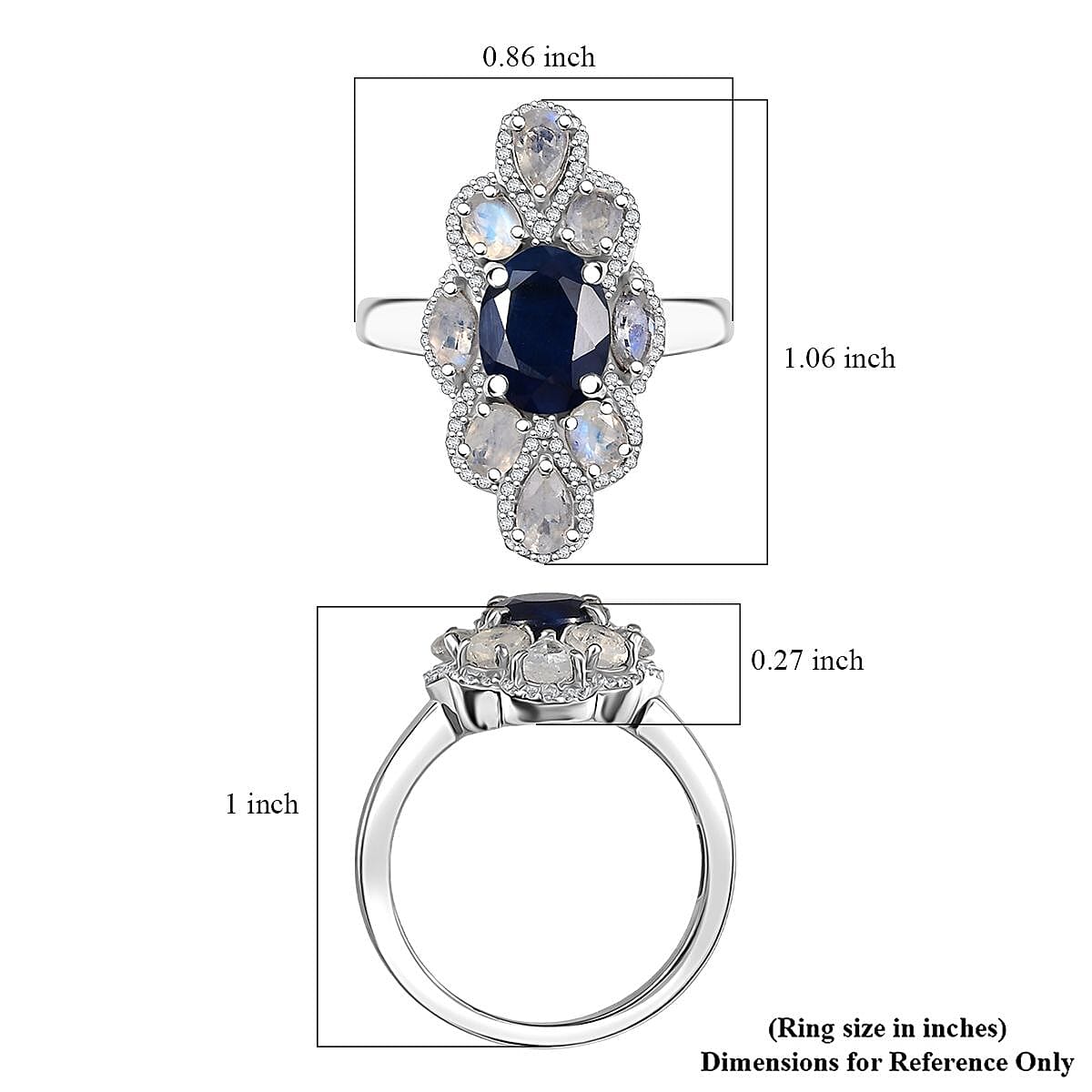 D'Joy Kanchanaburi Blue Sapphire and Multi Gemstone 4.85 ctw Ring in Rhodium Over Sterling Silver (Size 8.0) image number 5