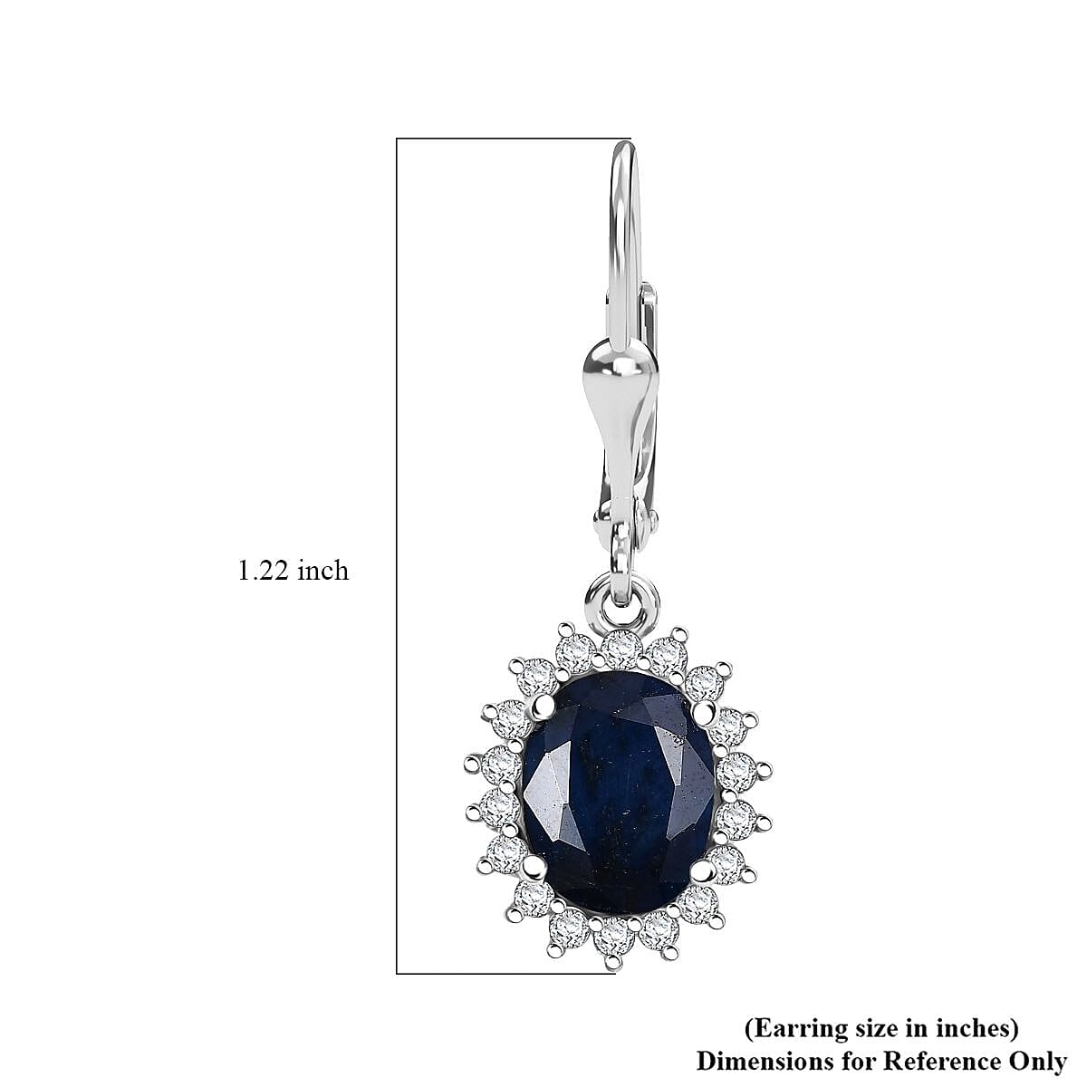 D'Joy Kanchanaburi Blue Sapphire (DF) and Moissanite 5.15 ctw Starlit Aura Lever Back Earrings in Rhodium Over Sterling Silver image number 4