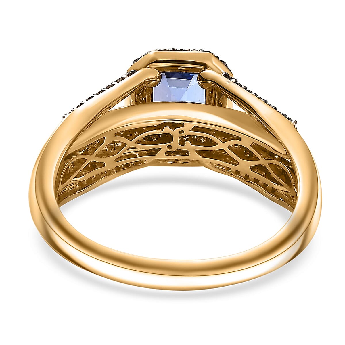 Luxoro AAA Tanzanite, Natural Champagne Diamond Bridge Ring in 10K Yellow Gold 1.80 ctw (Size 11.0) image number 2